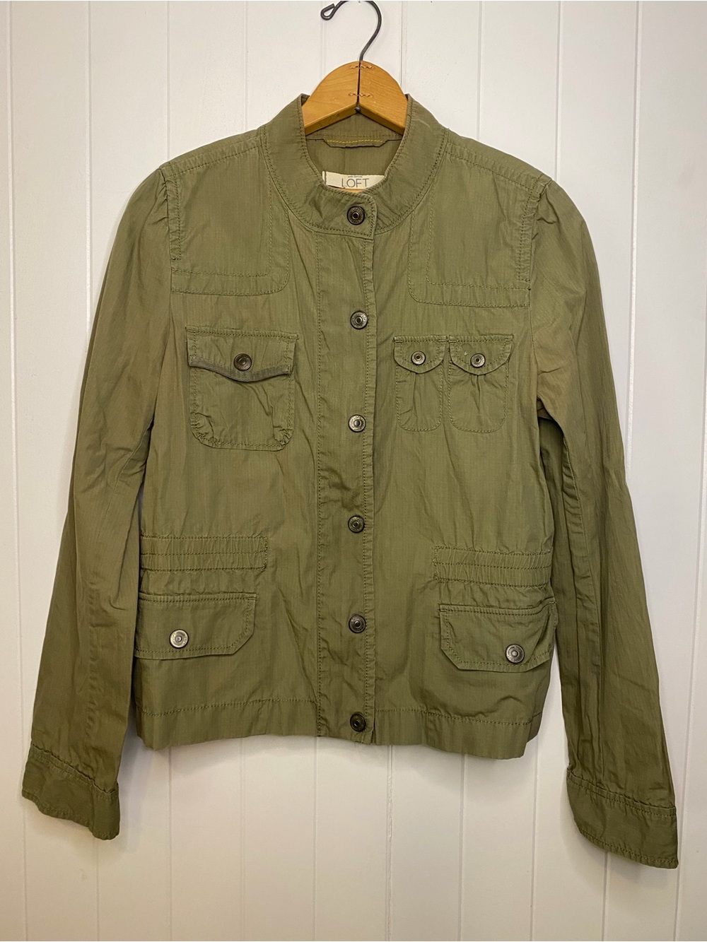 LOFT Olive Utility Button-Front Jacket